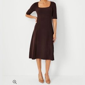 ANN TAYLOR  Square Neck Sweater Dress in Chocolate Brown size Medium